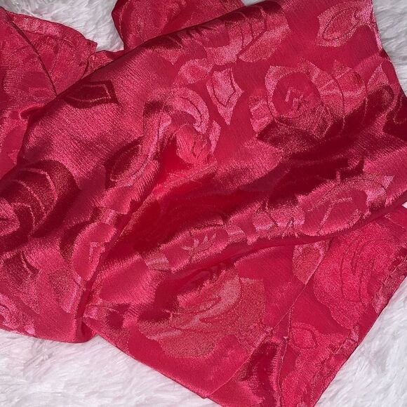 Vintage Pink Floral Imprinted Satin Hand Stitched Long Scarf Wrap 9.5”X45” - Picture 12 of 12